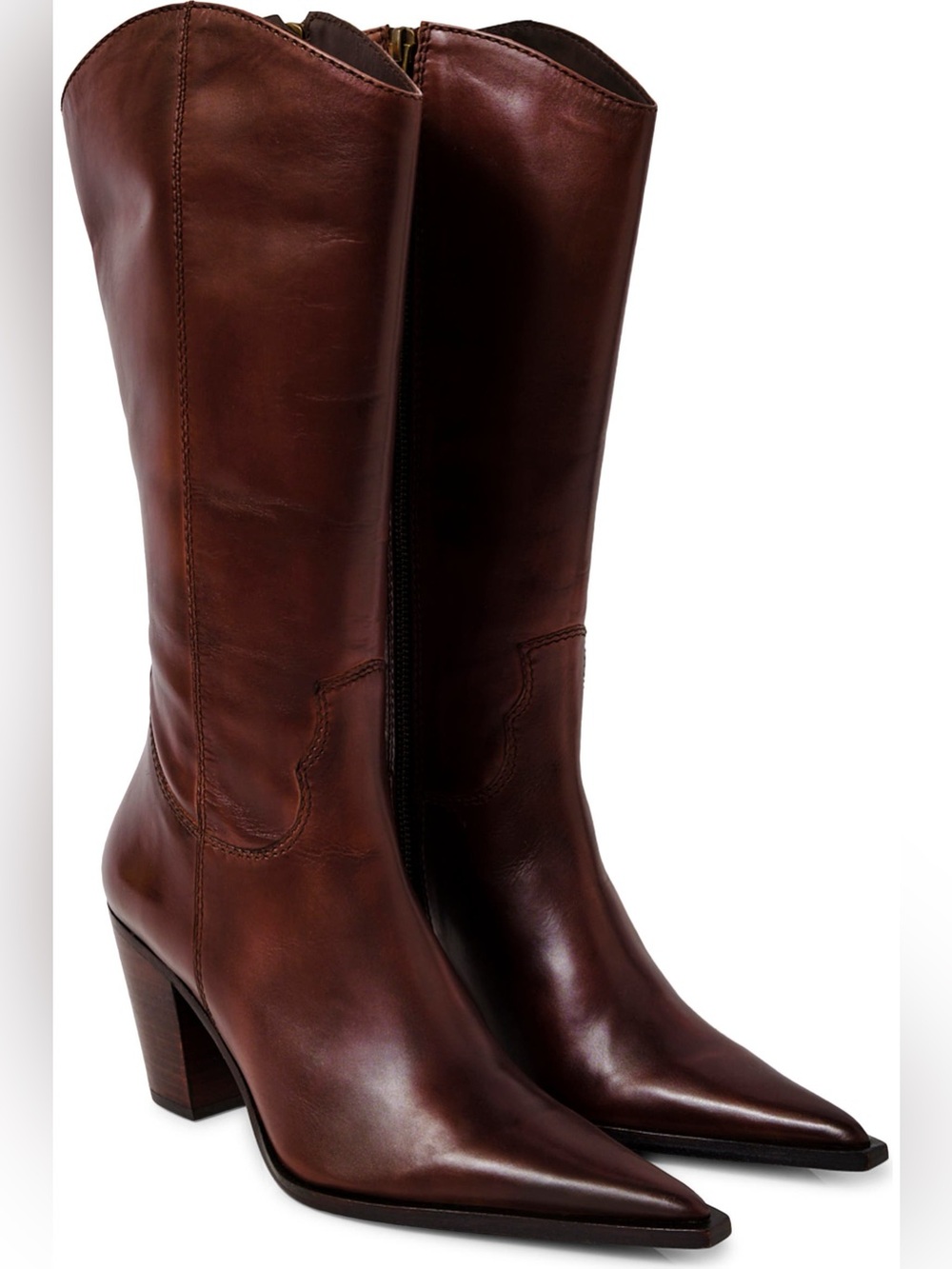 Free People Copenhagen leather point boots brown size 8.5 western cowgirl - Picture 2 of 16